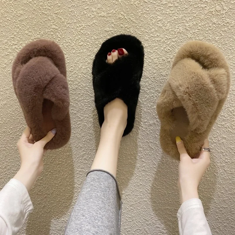 Superstarer Colorful Outdoor Women's Faux Fur Furry Slippers House Unisex EVA Fur Fuzzy Slipper Sandals for Ladies