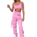 Ladies Casual Overalls Pink Custom Wholesale