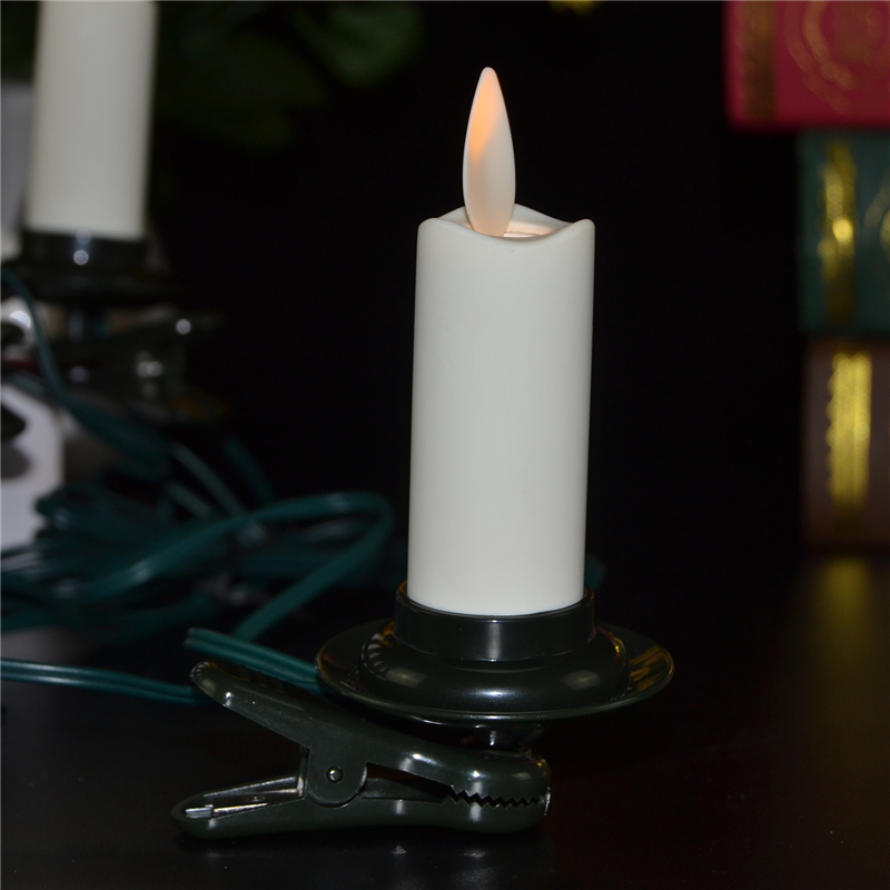 Dancing Flame Pillar Christmas Tree Flameless Candle