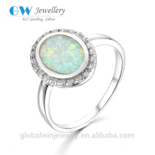 Opal Stone Rings Pink Sapphire White Gold Filled Rings For Women Lady's Jewelry Free Shipping