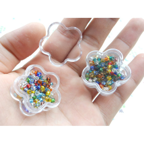 Flower Shape Small Clear Plastic Box Mini Flower Organizer Storage Box