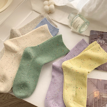 In Stock Women's Spring/Summer Cotton Socks: Candy Colors, Comfortable & Fashionable Girls' Slouch Socks