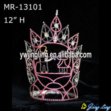 12" custom Rosa coronas de diamante de imitación concurso por mayor