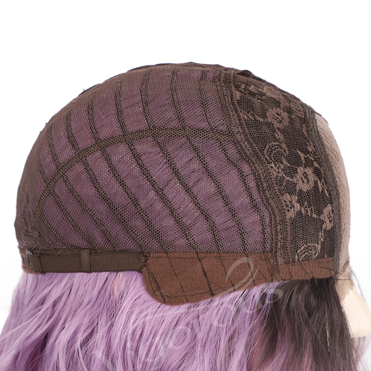 Vigorous Hot Selling High Quality Ombre Black Purple Cheap High Temperature Lace Frontal Short Bob Synthetic Wigs