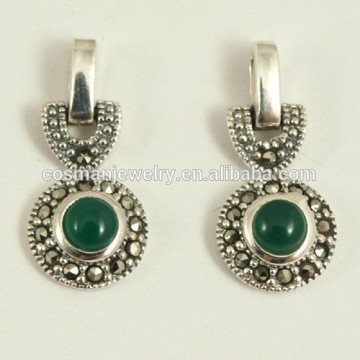 Unique green onyx bollywood earrings