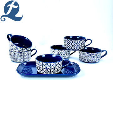 Design Stoneware Ceramic Soup Bowl Set with Handle