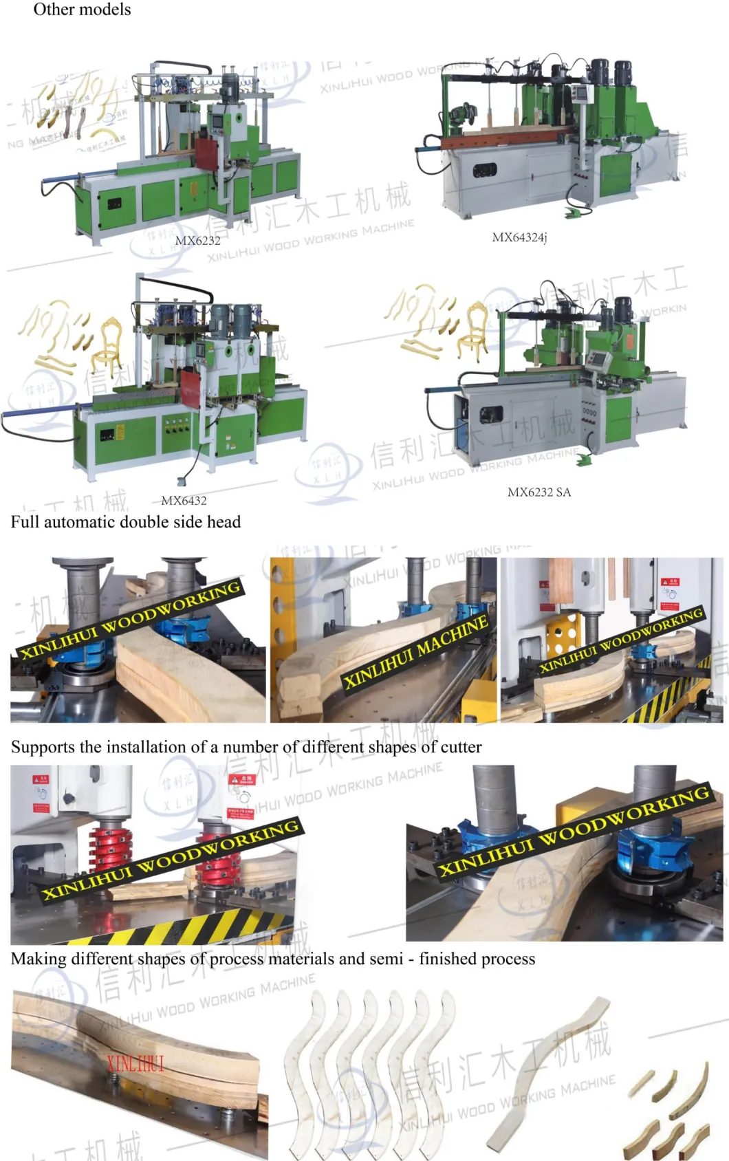 Double Side Copy Wood Lathe Milling Machine Shaper with Ce Certification/CNC Wood Auto Copy Milling Machine for Solid Wood/ Auto Feeding Four Tool Bits Shaper