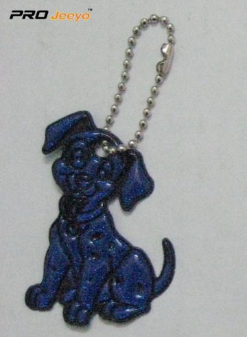 Reflective PVC Blue Dog Key Chain For Bag