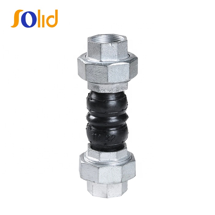 Industrial Pipe DN65 Flexible Bellows Screwed Union Double Sphere Steam Rubber Expansion Joint