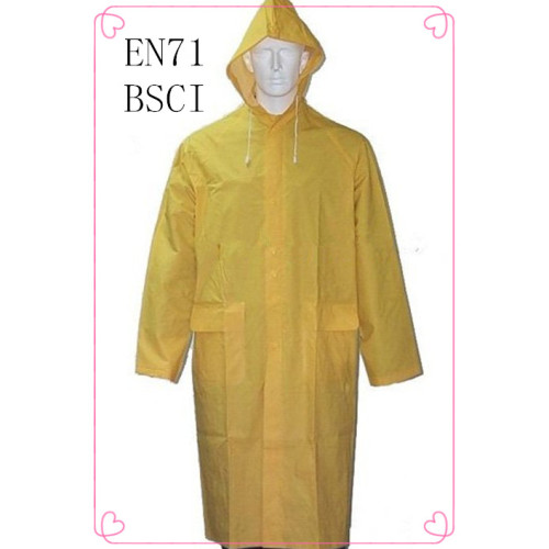 Impermeable de moda pvc amarillo largo impermeable / impermeable