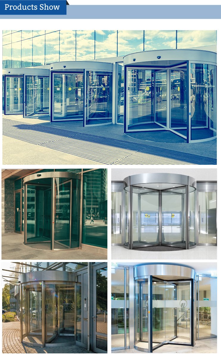 Stable quality 4 wing glass S/S automatic revolving door with sensor for hotel project