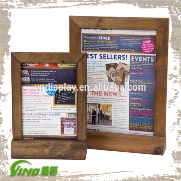 Table Stand Menu Holder , Wood Menu Stand , Restaurant Menu Display Stand