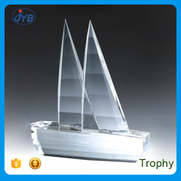 Crystal 3D Laser Engraved Ship Shape Trophy Boat Awards For Navigation Souvenir