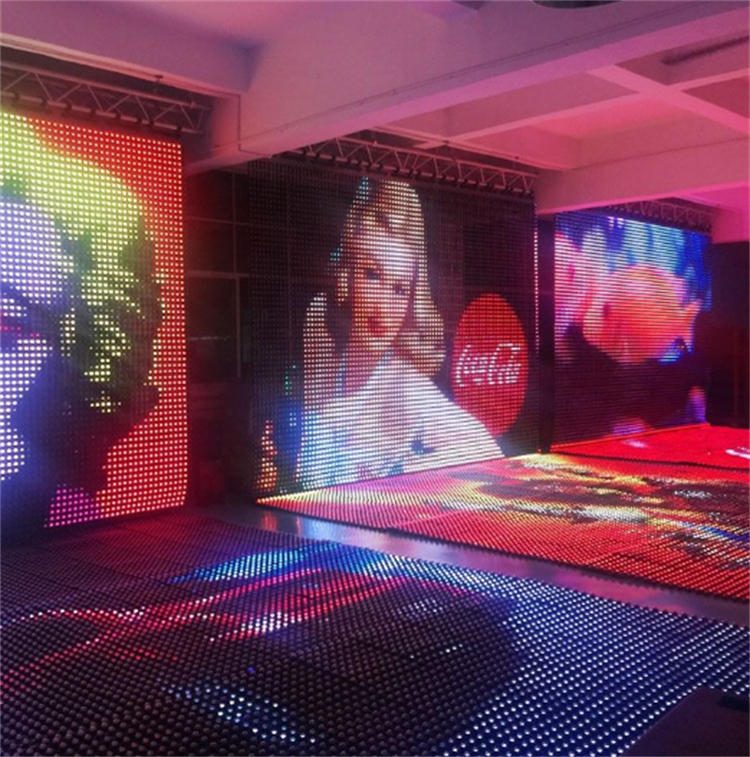 Manufacturer Selling facade full colour  led SMD3535  DC12V IP67 RGB  P83 led mesh video curtain screen for indoor and outdoor