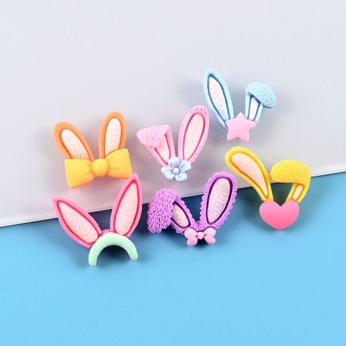 Hottest Resin Rabbit Ear Charms Beads Kawaii Long Animal Ears Diy Crafts Ornament Accessory Slime Filler