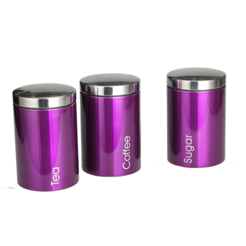 Conjunto de 3 CanisterCaneta de Café com Tampa de Polimento