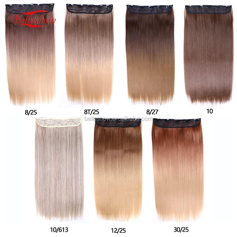 Hot sell Cheap One piece 5 Clips Extensions Synthetic Hair Weft cheap synthetic straight  clip in hair extension