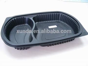 Plastic Disposable Snack PP Takeaway Food Container With 2 Compartment