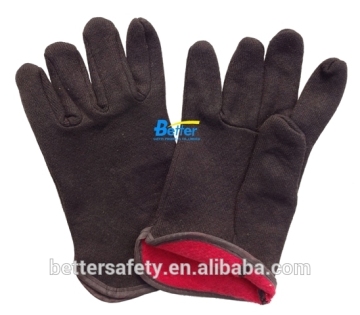 Mens Warm Red Fleece Lined Brown jersey winter glove wholesale