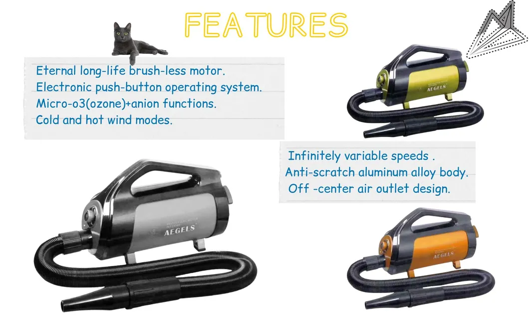 A2015A 2800W Quality Brush-Less Pet Grooming Professional Dog Hair Dryer