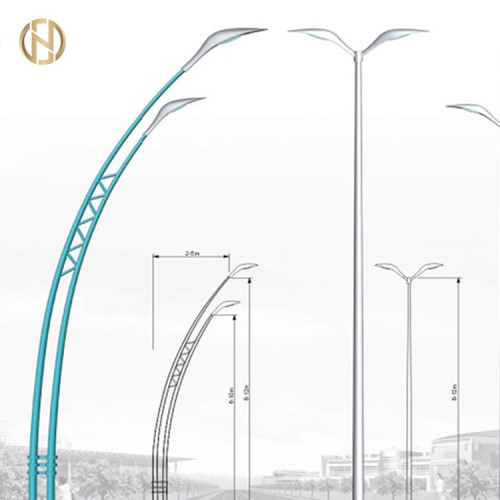 Galvanized Steel Road Street Light Poles With Single Arm