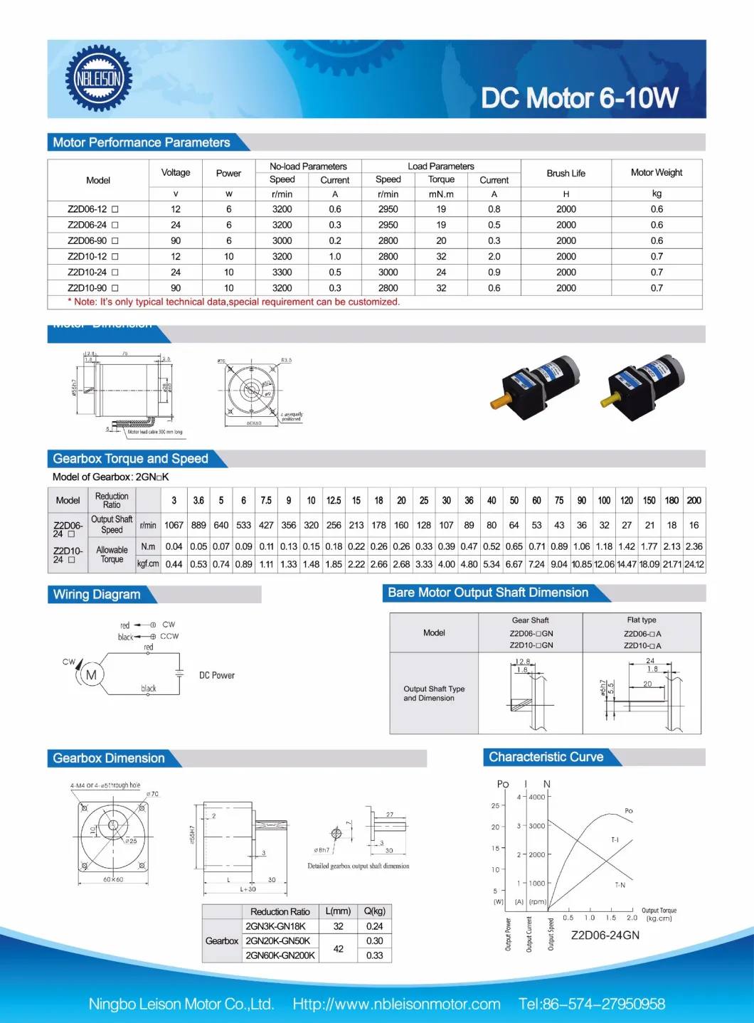 10W 12V 24V DC Brush Gear Motor