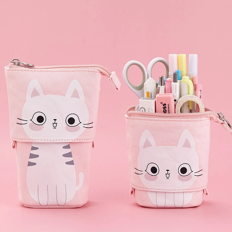 Canvas Large Fashion Pen Orgazizer Pouch Handheld Student Stationery PAL Pencil Case Pen Holder Bag