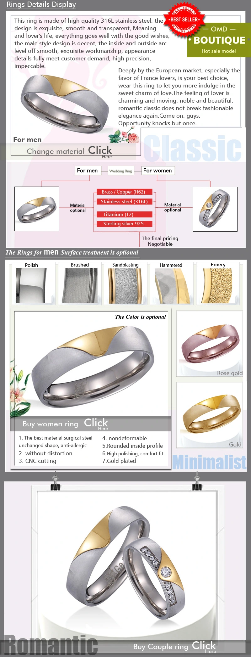 OEM Steel Wedding Engagement Ring Gifts From Professional Jewelry Factory