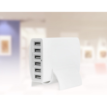 Chargeur mural multi-USB 6 ports 60W, blanc, noir