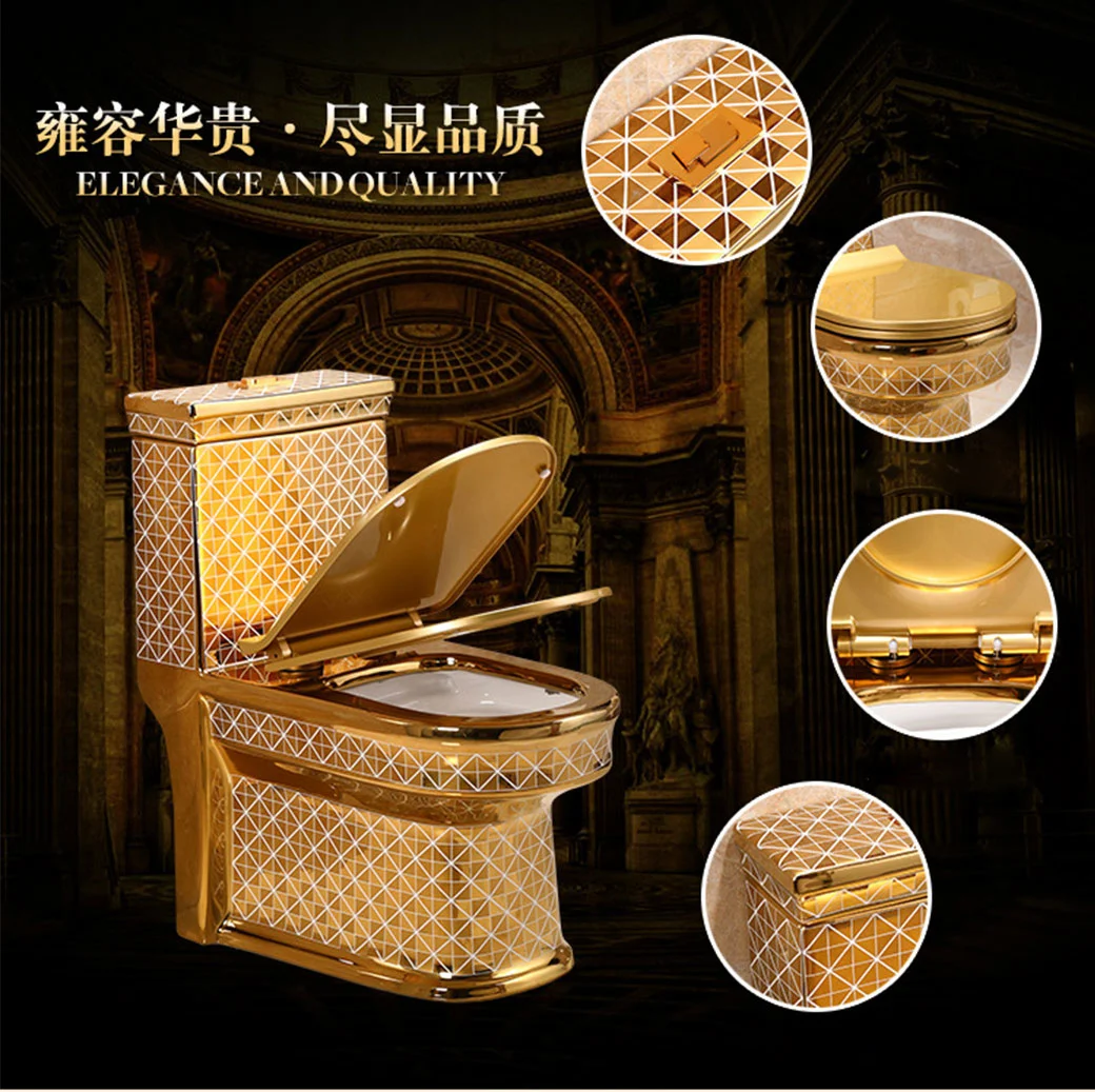 European Tyle Luxury Golden Flush Toilet Toilet Home Creative Personality Color Toilet