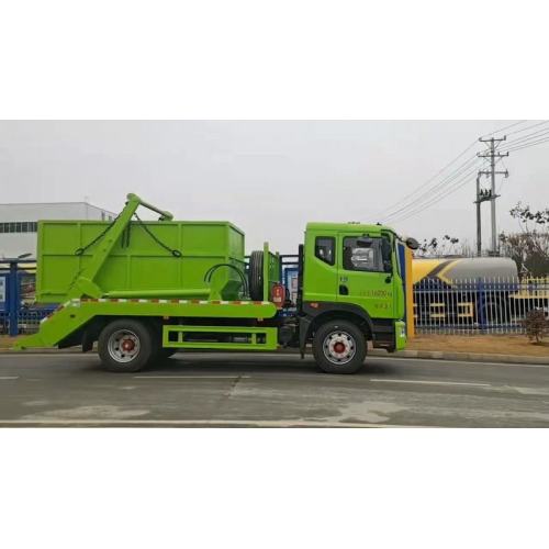 Swept-body refuse collector swing arm garbage truck