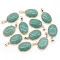 Oval Green Aventurine Pendant for Making Jewelry Necklace 18X25MM