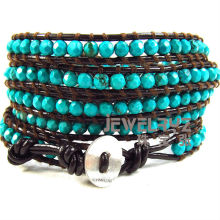 fashion turquoise leather wrap bracelet