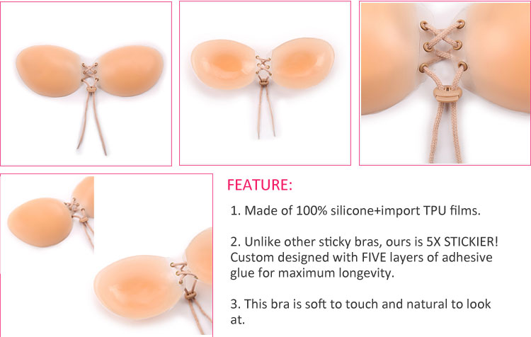 New design of bra  lady strapless  push up adhesive bra