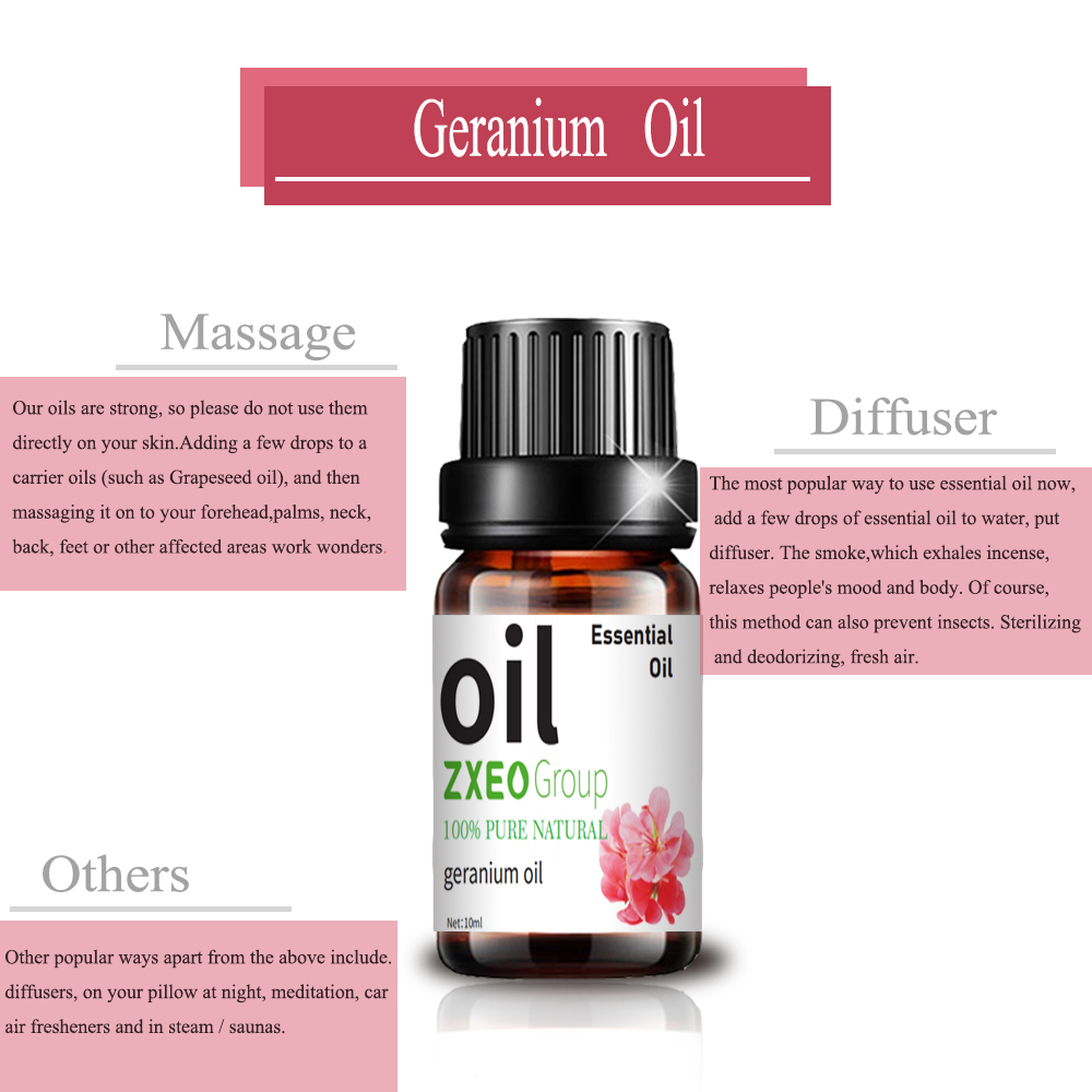 Pure Natural Natural Organic Geranium Oil Cosmetic Oil de grado cosmético
