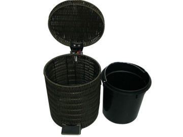 Custom 30 Litre / 50 Litre Pedal Rattan Waste Basket Bin Hands Weaved