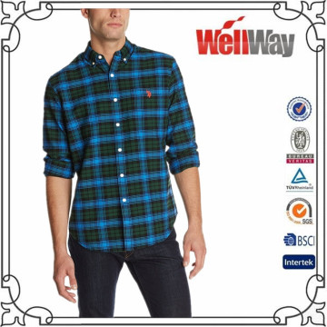 Wellway clothes for men cheap flannel fabric cotton dress shirts for men designer