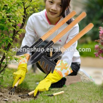 3pcs Mini Garden Plant Tool Set With Wooden Handle Gardening Tool Shovel Fork Rake