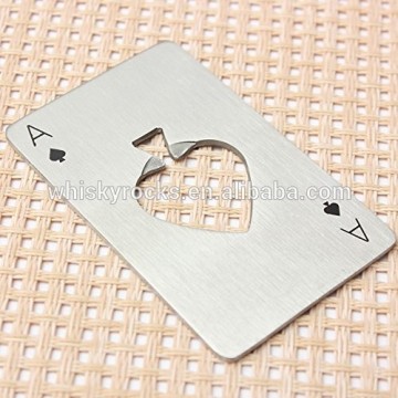 Stainless steel Playing Card Ace of Spades Bottle Opener