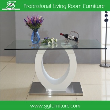 Dining Room Table Glass Top Stainless Steel Base Dining Table