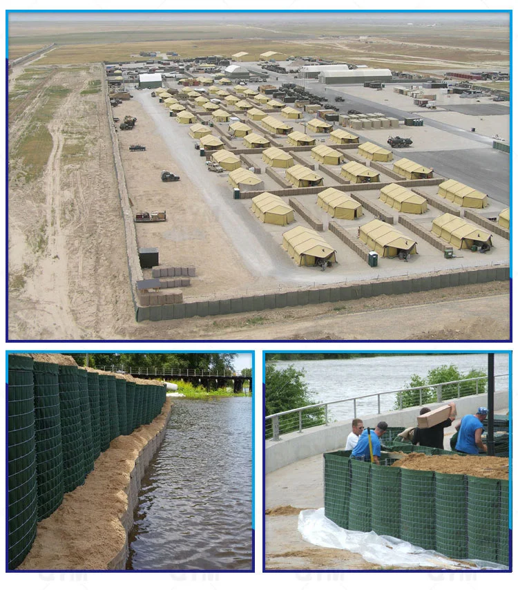 Hot Dipped Galvanized Hesco Barrier Defensive Bastion Military Sand Wallbarrier