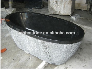 Cheap Black granite Freestanding stone bathtub