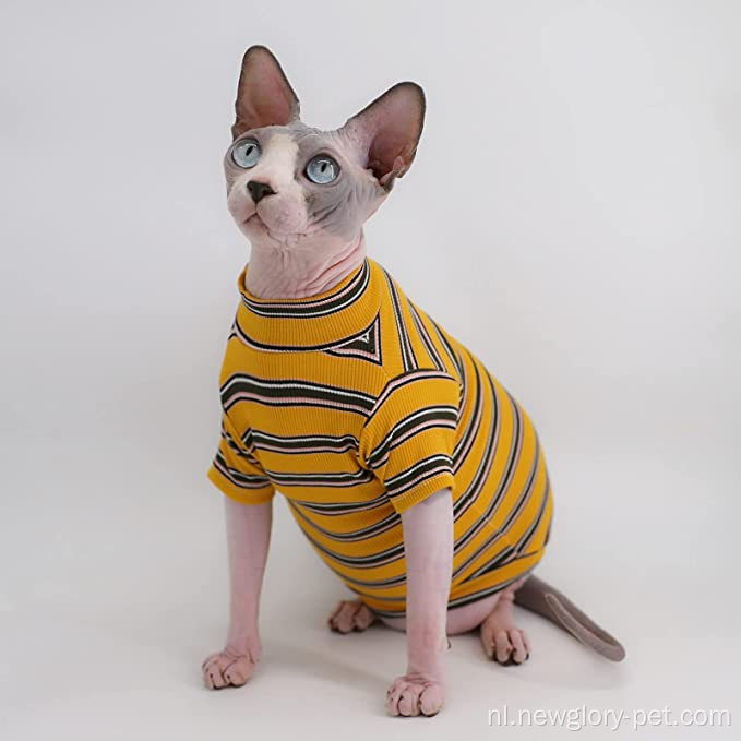 Vintage strepen Sphynx Hairless Cat T-shirts