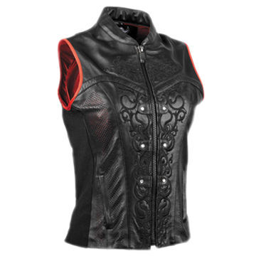 Women's Motorcycle Zip Front Leather Vest