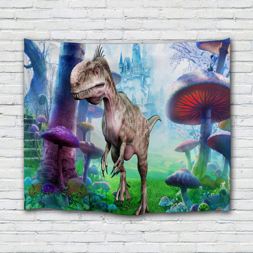 Dinosaur Tapestry Wild Anicient Animals Wall Hanging Tropical Jungle Natural Magic Castle 3D Wall Blanket for Children Bedroom L