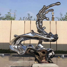 Large mirror polished abstract garden stainless steel artwork metal craft hotel sculpture