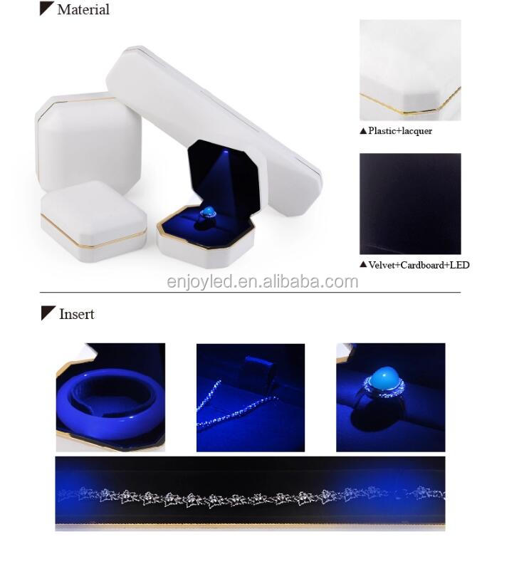 Wholesale Plastic LED Jewelry Box Wedding Ring Boxes With Led Light