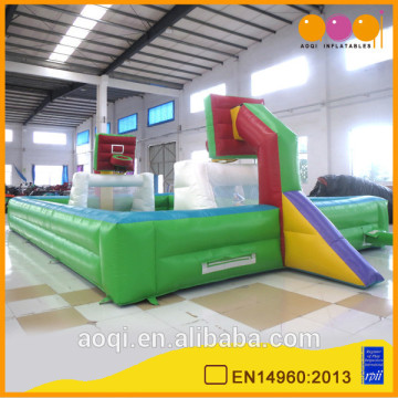 Most popular kids gym equipments inflatable sport game basketball court for sale