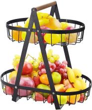 Cross-Border Stainless Steel Double-Layer Kitchen Storage Basket