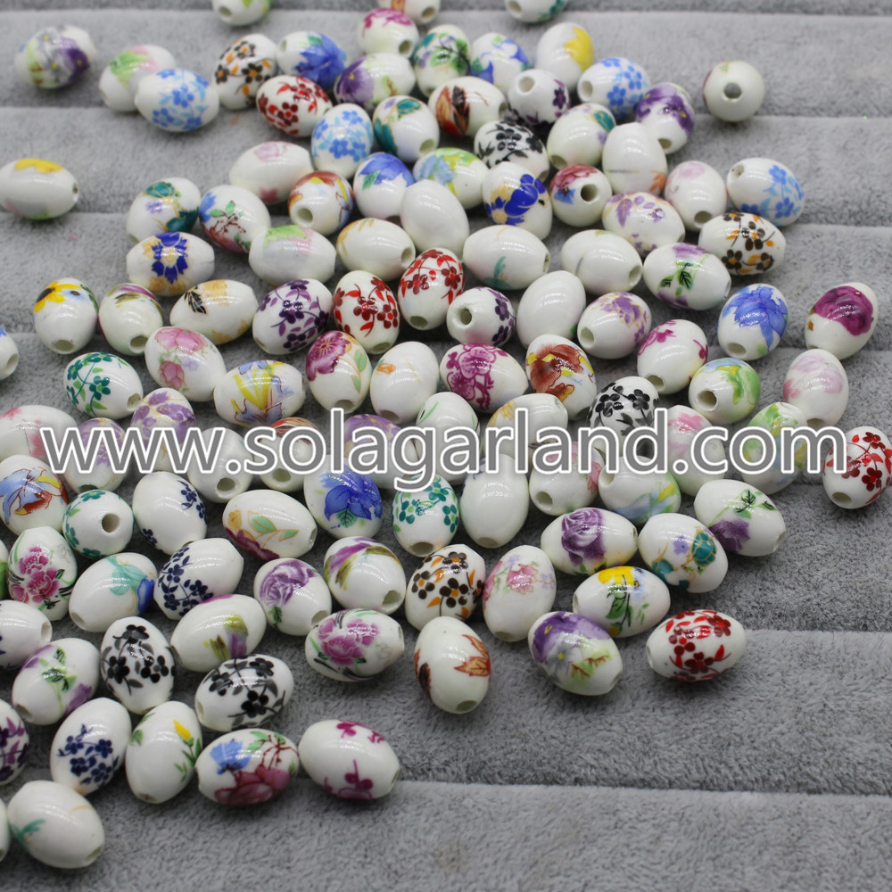 Flower Pattern Ceramic Beads